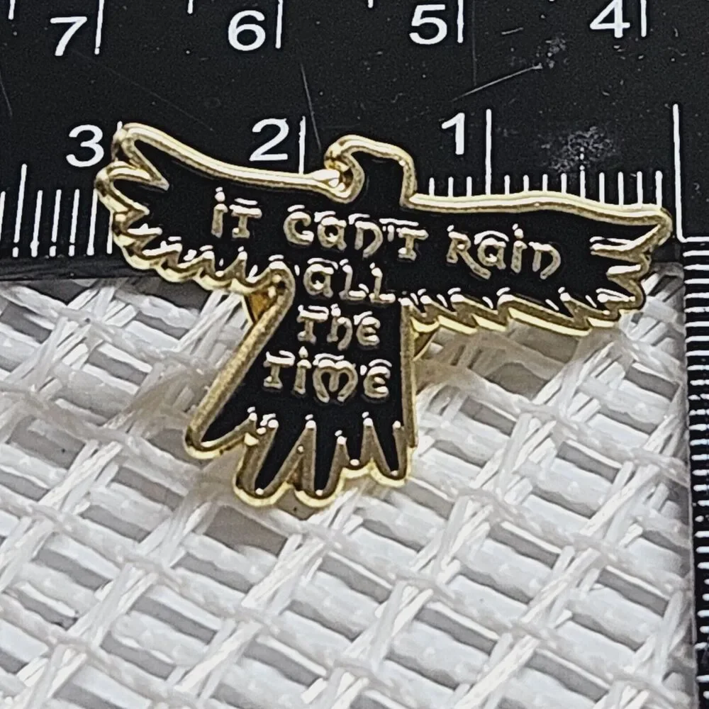The Crow Bird Movie Theme Pin Can't Rain all the time Eric Draven Black Brooch